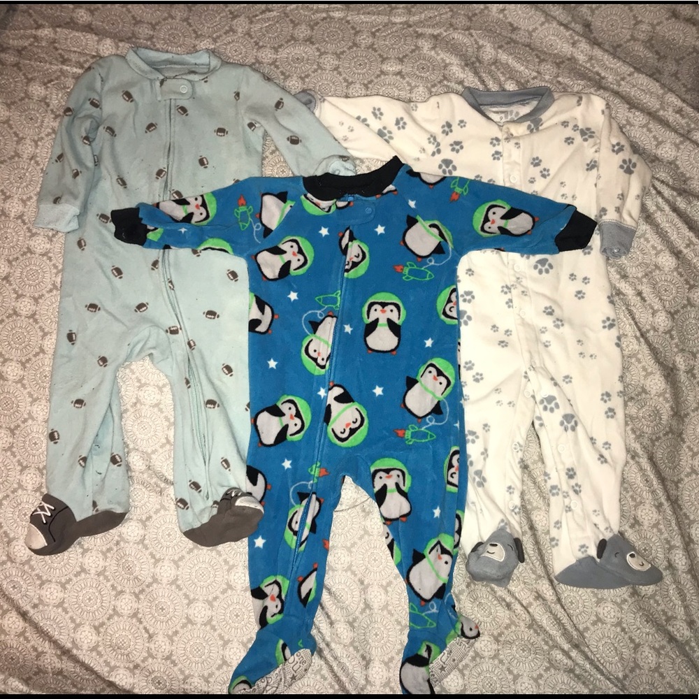 Bundle Baby boy fleece feet pajamas- 9 months